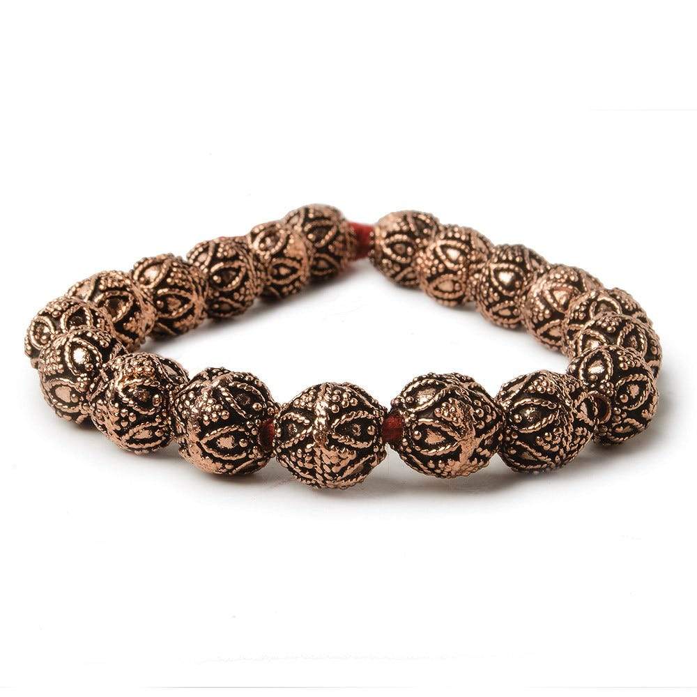 10mm Copper Bead Round Miligrain Triangle and Heart 8 inch 18 pcs (ONLINE ORDER ONLY)