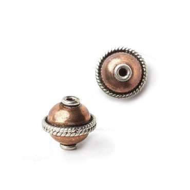 10mm Copper Bead Round with Sterling Silver Twisted Rope Edge 2 pieces (ONLINE ORDER ONLY)