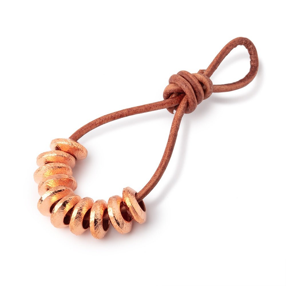 10mm Copper Brushed Disc Large Hole Beads Set of 10 pieces (ONLINE ORDER ONLY)