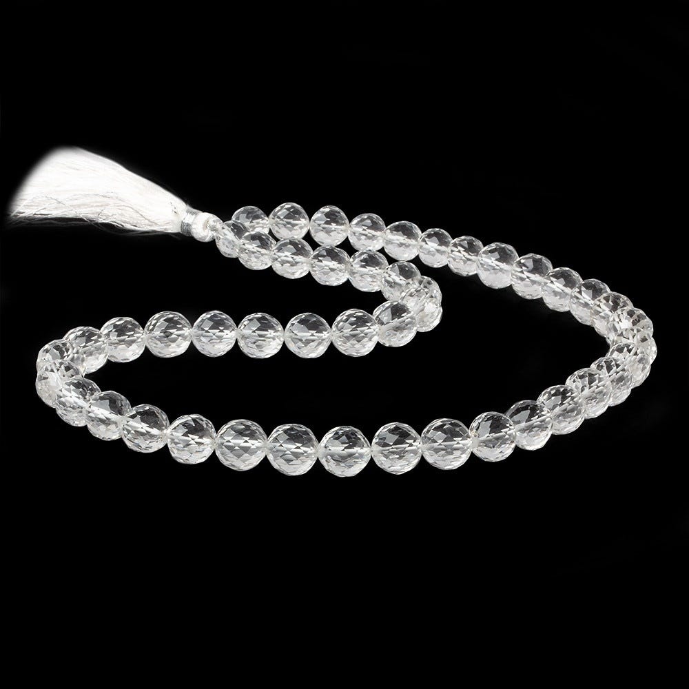 10mm Crystal Quartz Concave Faceted Round Beads 16 inch 43 pieces (ONLINE ORDER ONLY)