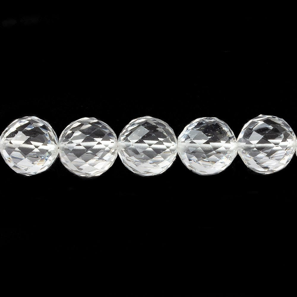 10mm Crystal Quartz Concave Faceted Round Beads 16 inch 43 pieces (ONLINE ORDER ONLY)