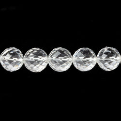 10mm Crystal Quartz Concave Faceted Round Beads 16 inch 43 pieces (ONLINE ORDER ONLY)