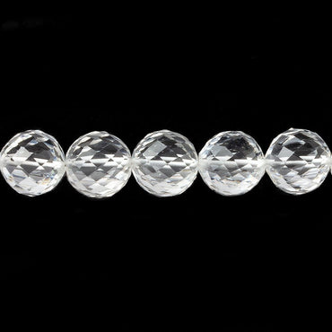 10mm Crystal Quartz Concave Faceted Round Beads 16 inch 43 pieces (ONLINE ORDER ONLY)