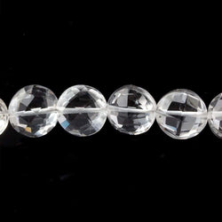 10mm Crystal Quartz Faceted Coin Beads 8 inch 20 pieces (ONLINE ORDER ONLY)