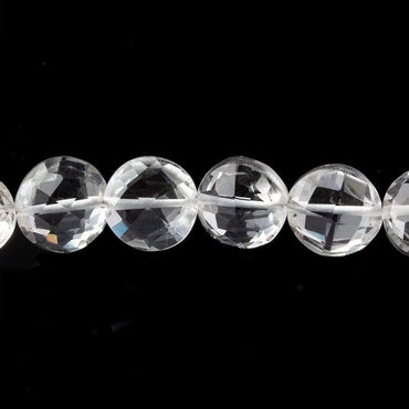 10mm Crystal Quartz Faceted Coin Beads 8 inch 20 pieces (ONLINE ORDER ONLY)