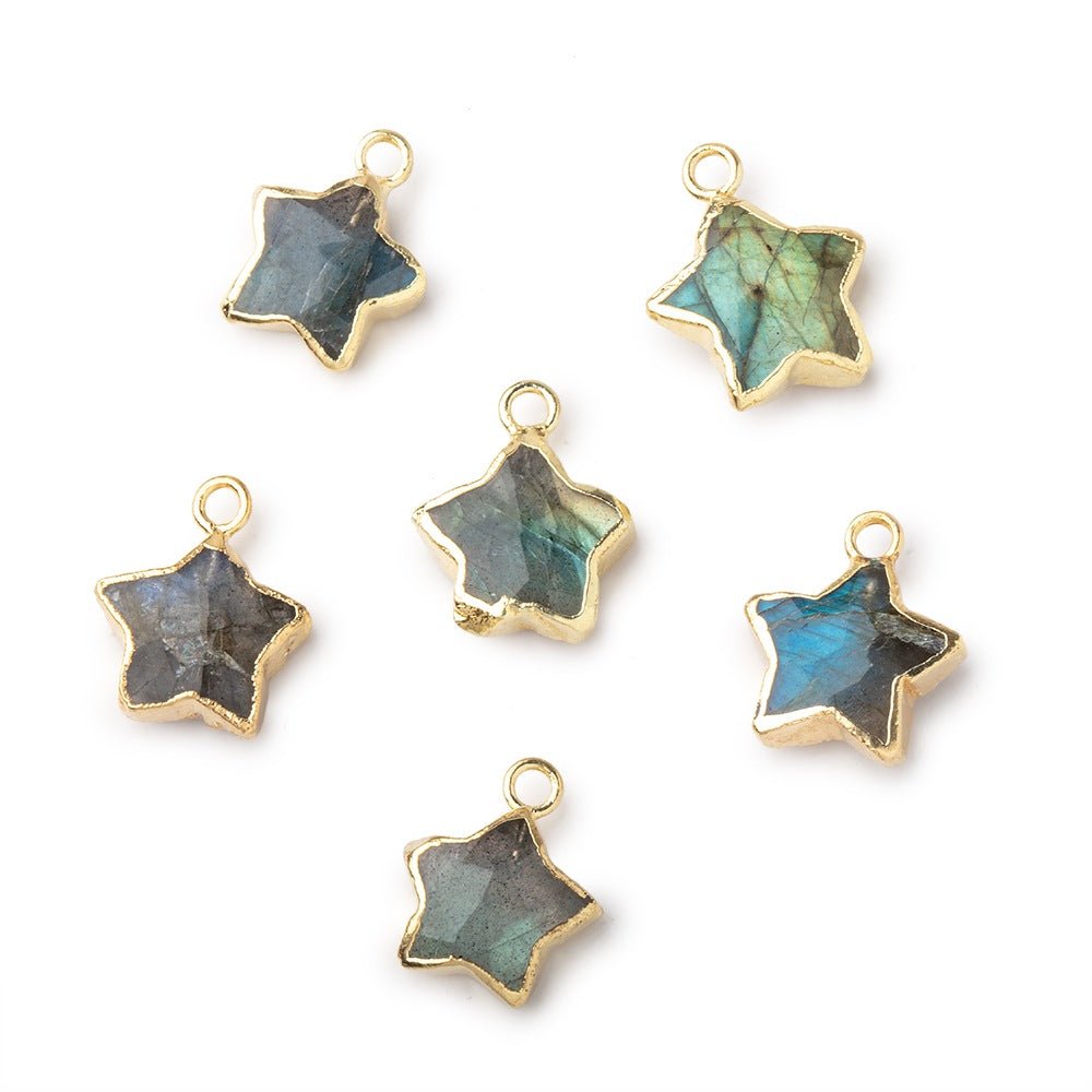 10-11mm Gold Leafed Labradorite Faceted Star Focal Pendant 1 piece (ONLINE ORDER ONLY)