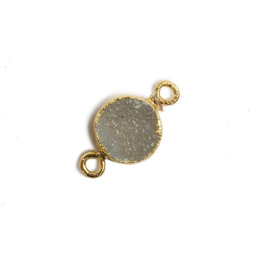 10mm Gold Leafed White Drusy Coin 2 ring Connector 1 piece (ONLINE ORDER ONLY)