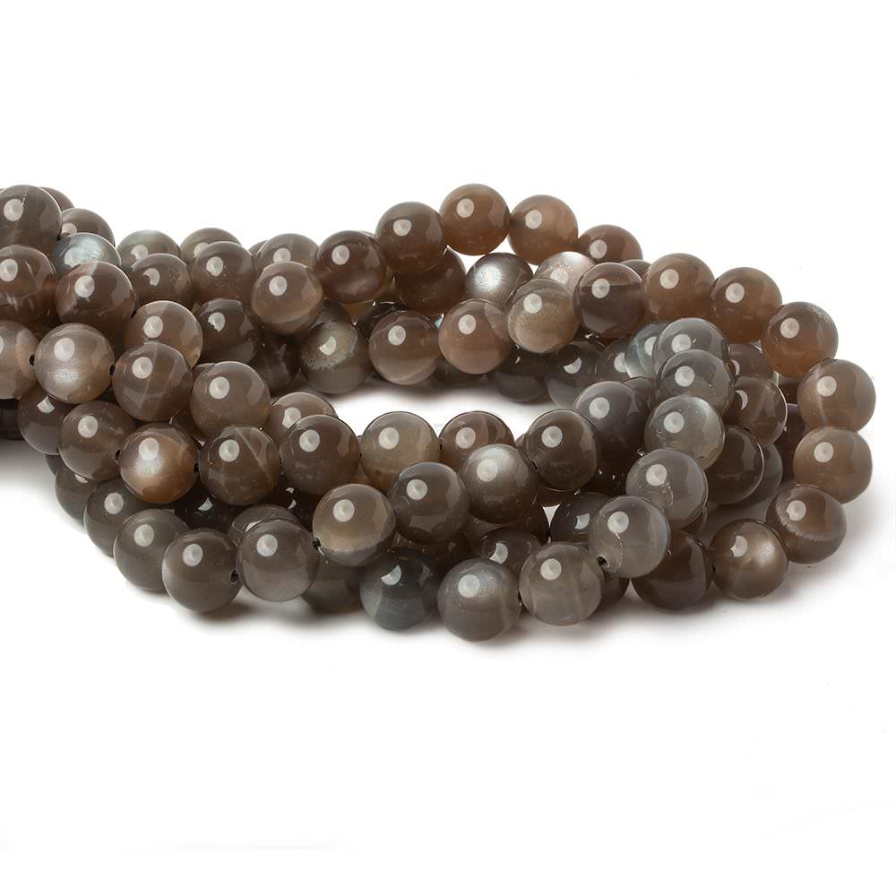 10mm A Grade Grey & Brown Moonstone Plain Rounds 16 inch 41 beads (ONLINE ORDER ONLY)