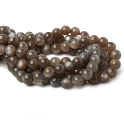 10mm A Grade Grey & Brown Moonstone Plain Rounds 16 inch 41 beads (ONLINE ORDER ONLY)