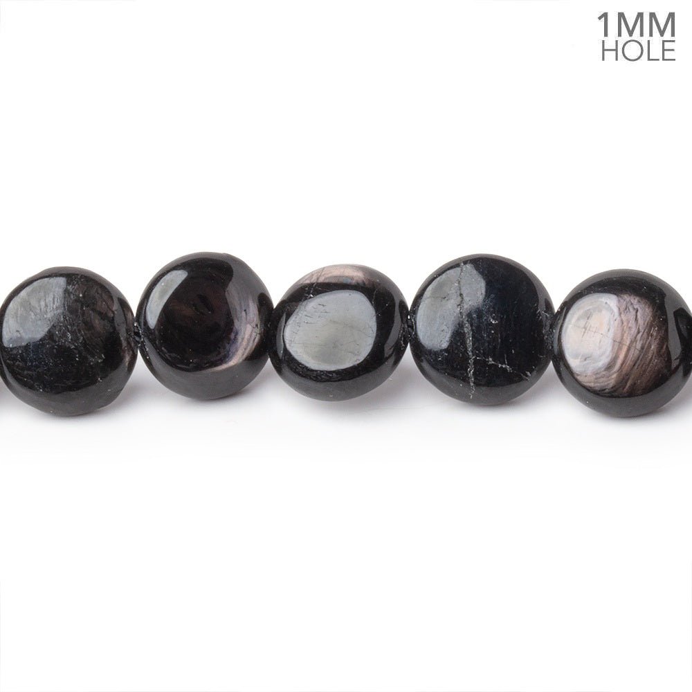 10mm Hypersthene Plain Coin Beads 15.5 inch 40 pieces 1mm Drill Hole (ONLINE ORDER ONLY)