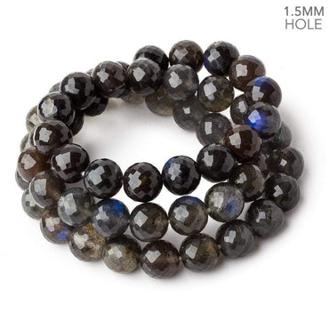 10mm Labradorite faceted rounds 20 inch 54 large hole beads  A (ONLINE ORDER ONLY)