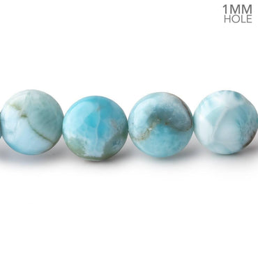 10mm Larimar Plain Coin Beads 15 inch 39 pieces AA 1mm Large Hole (ONLINE ORDER ONLY)