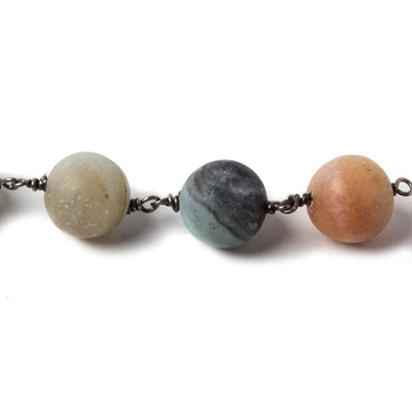 10mm Matte Amazonite plain round Black Gold Chain by the foot 18 pcs (ONLINE ORDER ONLY)