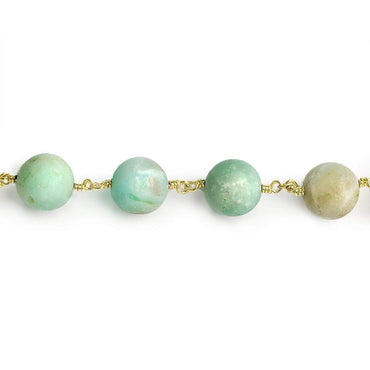 10mm Matte Multi Color Amazonite plain round Gold Chain by the foot 19 pieces (ONLINE ORDER ONLY)