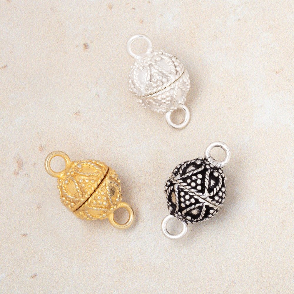 10mm Miligrain Pear Design Magnetic Clasp 1 piece (ONLINE ORDER ONLY)