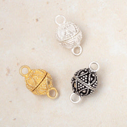 10mm Miligrain Pear Design Magnetic Clasp 1 piece (ONLINE ORDER ONLY)