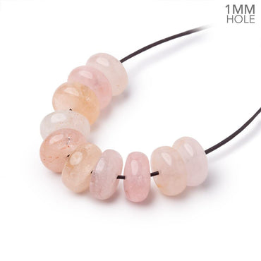 10mm Morganite Plain Rondelle with 1mm Drill Hole Set of 10 Beads (ONLINE ORDER ONLY)