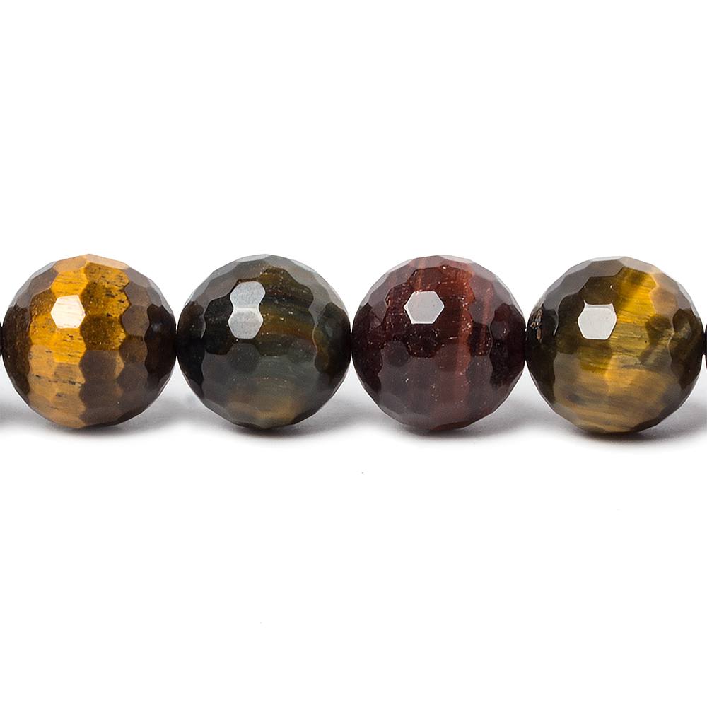 10mm Multi-Color Tiger's Eye Faceted Round Beads 15 inch 40 pieces (ONLINE ORDER ONLY)