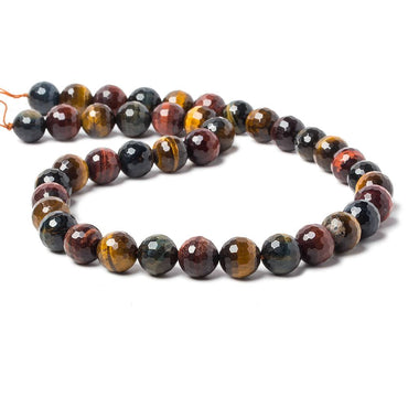 10mm Multi-Color Tiger's Eye Faceted Round Beads 15 inch 40 pieces (ONLINE ORDER ONLY)