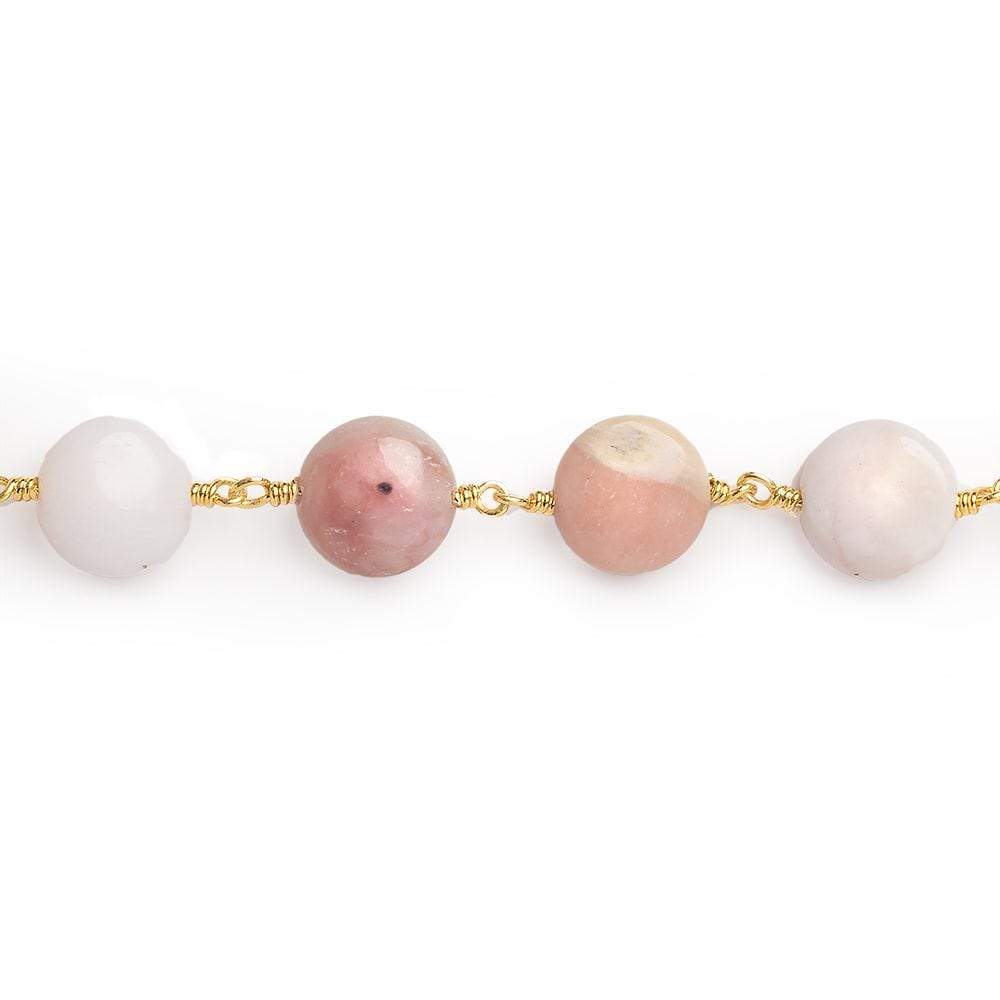 10mm Pink Peruvian Opal plain coin Gold Chain sold by the foot 19 pieces (ONLINE ORDER ONLY)