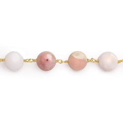 10mm Pink Peruvian Opal plain coin Gold Chain sold by the foot 19 pieces (ONLINE ORDER ONLY)