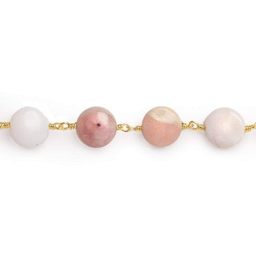 10mm Pink Peruvian Opal plain coin Gold Chain sold by the foot 19 pieces (ONLINE ORDER ONLY)