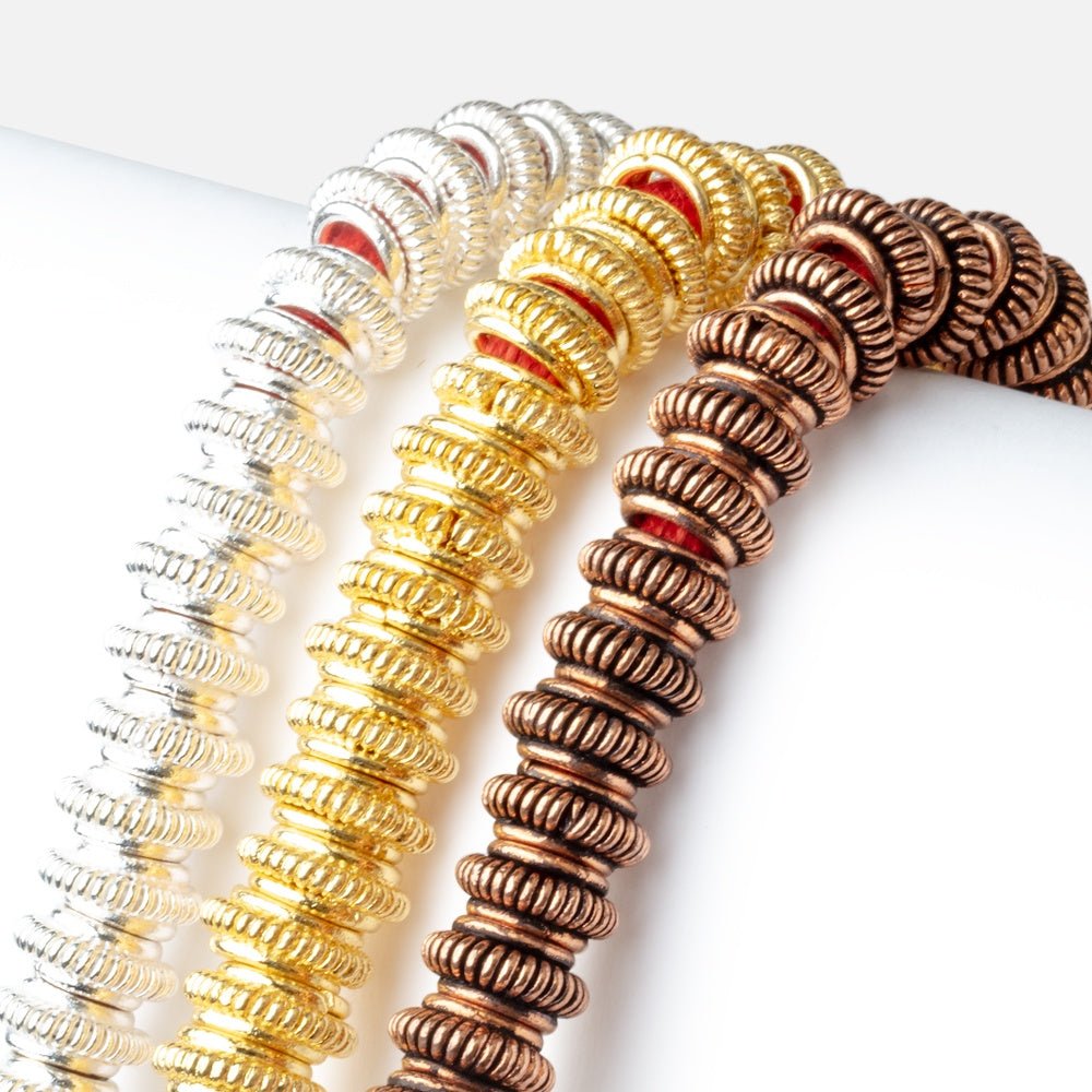 10mm Pinwheel Spacer with 4mm Large Hole 8 inch 43 Beads (ONLINE ORDER ONLY)