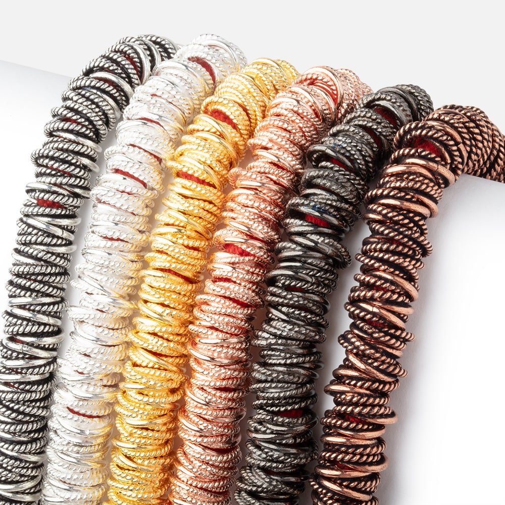 10mm Plain & Twist Mobius Spacers with 5mm Large Hole 8 inch 82 Beads (ONLINE ORDER ONLY)