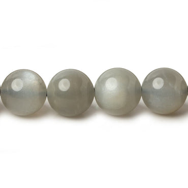 10mm Platinum Grey Moonstone Plain Rounds 16 inch 41 beads AA (ONLINE ORDER ONLY)