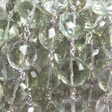 10mm Prasiolite faceted coin .925 Silver Chain by the foot 19 pieces (ONLINE ORDER ONLY)