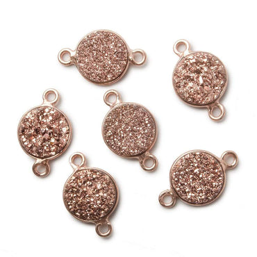 10mm Rose Gold Bezel Metallic Rose Drusy Coin Connector 1 piece (ONLINE ORDER ONLY)