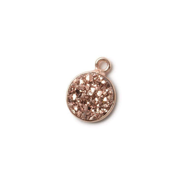 10mm Rose Gold Bezel Metallic Rose Drusy Coin Pendant  1 piece (ONLINE ORDER ONLY)