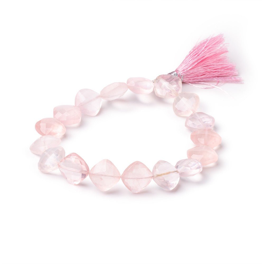 10mm Rose Quartz Faceted Pillow Beads 7.5 inch 17 pieces (ONLINE ORDER ONLY)