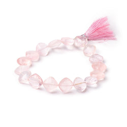 10mm Rose Quartz Faceted Pillow Beads 7.5 inch 17 pieces (ONLINE ORDER ONLY)