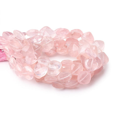 10mm Rose Quartz Faceted Pillow Beads 7.5 inch 17 pieces (ONLINE ORDER ONLY)