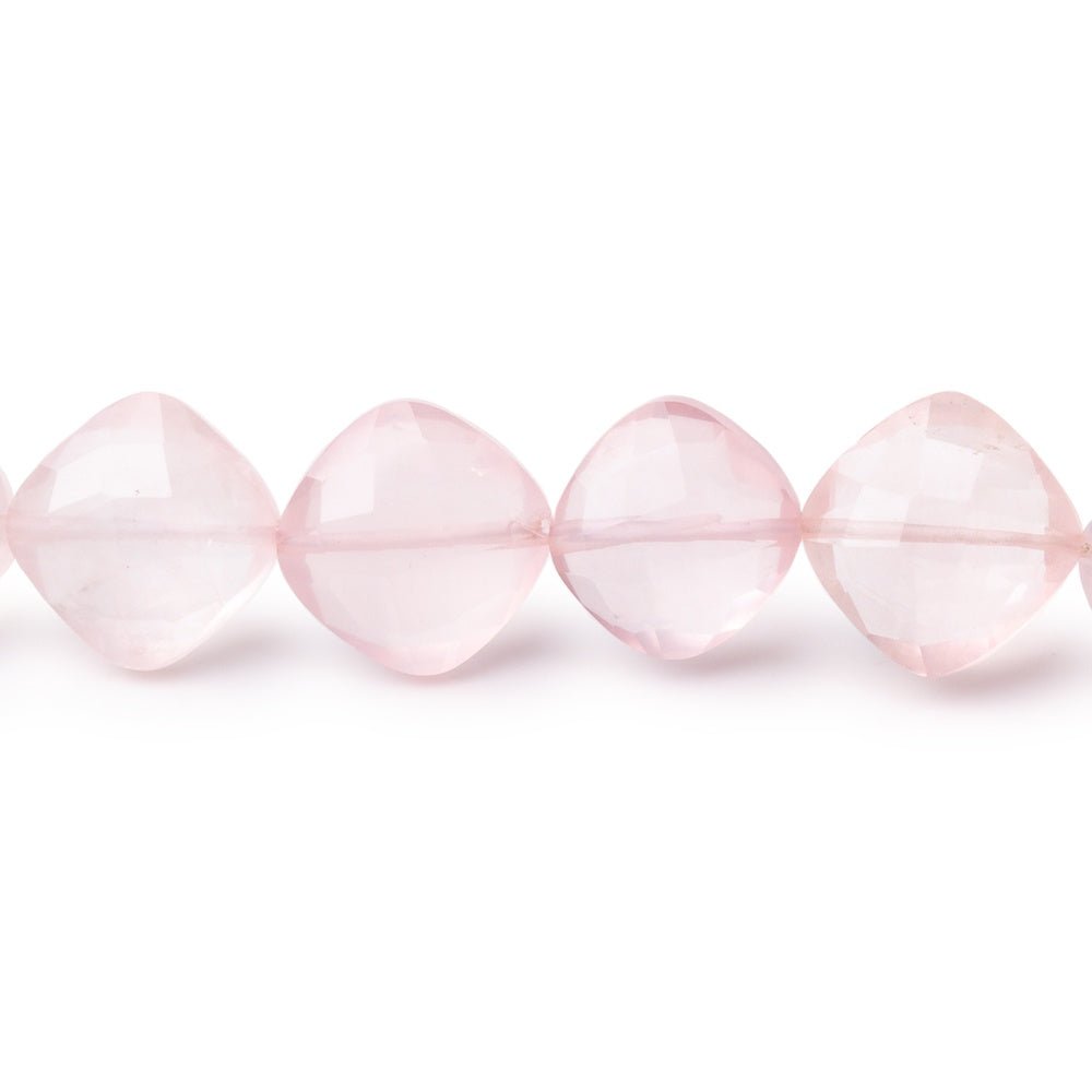 10mm Rose Quartz Faceted Pillow Beads 7.5 inch 17 pieces (ONLINE ORDER ONLY)