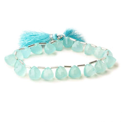 10mm Seafoam Blue Chalcedony top drilled faceted trillions 9 inch 20 beads (ONLINE ORDER ONLY)