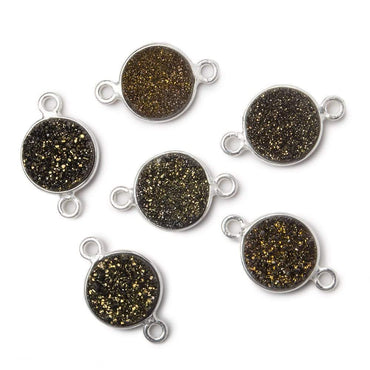 10mm Silver .925 Bezel Metallic Bronze Drusy Coin Connector 1 piece (ONLINE ORDER ONLY)