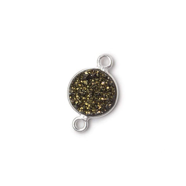 10mm Silver .925 Bezel Metallic Bronze Drusy Coin Connector 1 piece (ONLINE ORDER ONLY)
