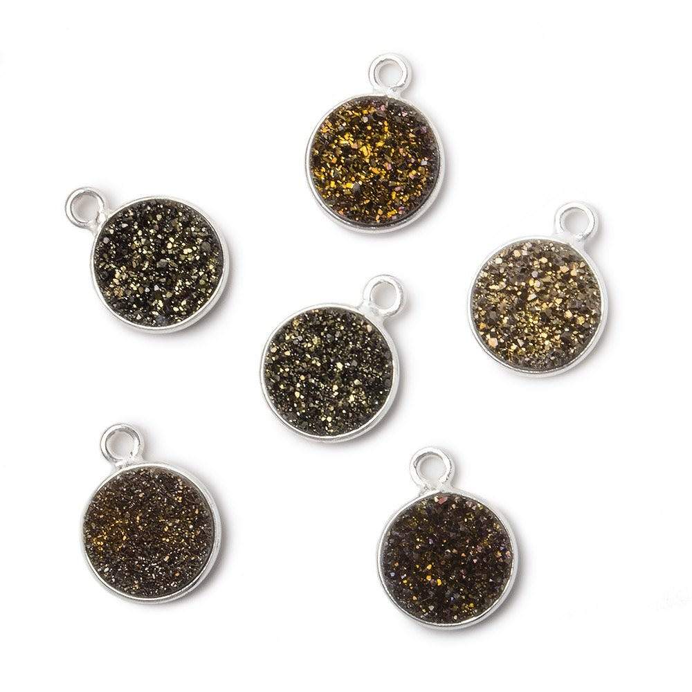 10mm Silver .925 Bezel Metallic Bronze Drusy Coin Pendant  1 piece (ONLINE ORDER ONLY)