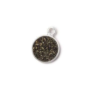 10mm Silver .925 Bezel Metallic Bronze Drusy Coin Pendant  1 piece (ONLINE ORDER ONLY)