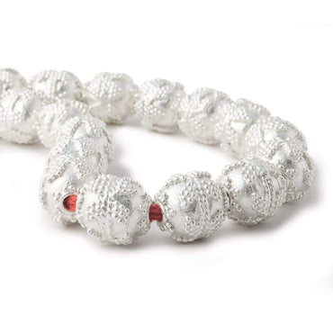 10mm Silver Plated Copper Roval Bead Miligrain Triangle 8 inch 18 pieces (ONLINE ORDER ONLY)