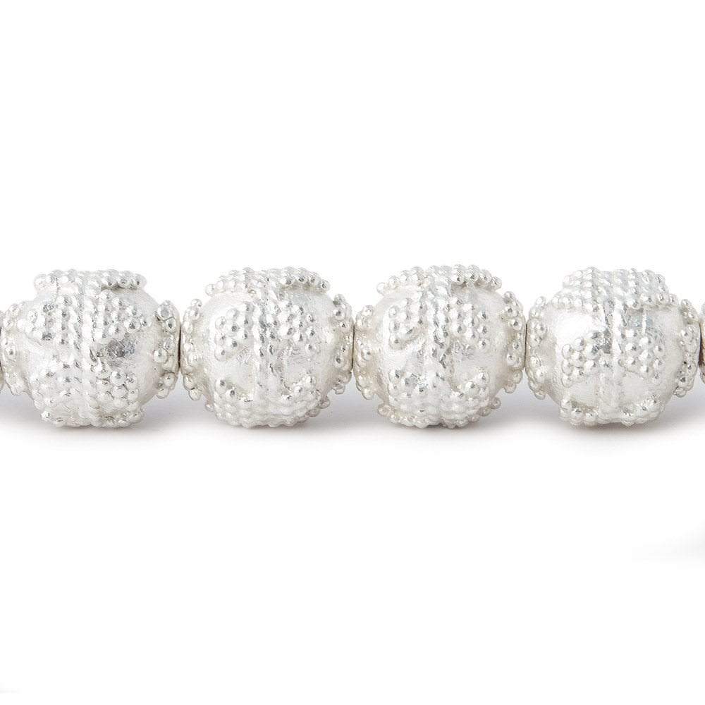 10mm Silver Plated Copper Roval Bead Miligrain Triangle 8 inch 18 pieces (ONLINE ORDER ONLY)