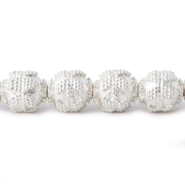 10mm Silver Plated Copper Roval Bead Miligrain Triangle 8 inch 18 pieces (ONLINE ORDER ONLY)