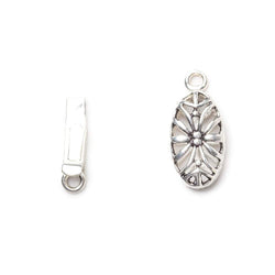 10mm Sterling Silver plated Box Clasp Oval Filigree Floral 1 piece (ONLINE ORDER ONLY)