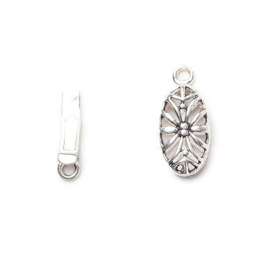 10mm Sterling Silver plated Box Clasp Oval Filigree Floral 1 piece (ONLINE ORDER ONLY)