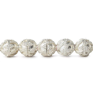 10mm Sterling Silver Plated Copper Bead  Miligrain Triangle and Swirl 8 inch 19 pcs (ONLINE ORDER ONLY)