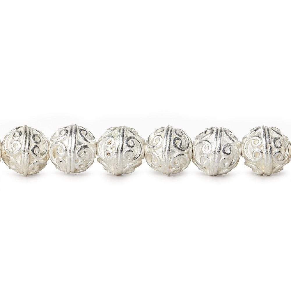 10mm Sterling Silver Plated Copper Simple Swirl Round 8 inch 21 Beads (ONLINE ORDER ONLY)