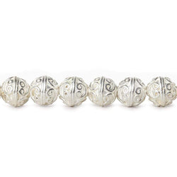 10mm Sterling Silver Plated Copper Simple Swirl Round 8 inch 21 Beads (ONLINE ORDER ONLY)