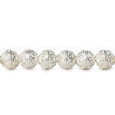 10mm Sterling Silver Plated Copper Simple Swirl Round 8 inch 21 Beads (ONLINE ORDER ONLY)